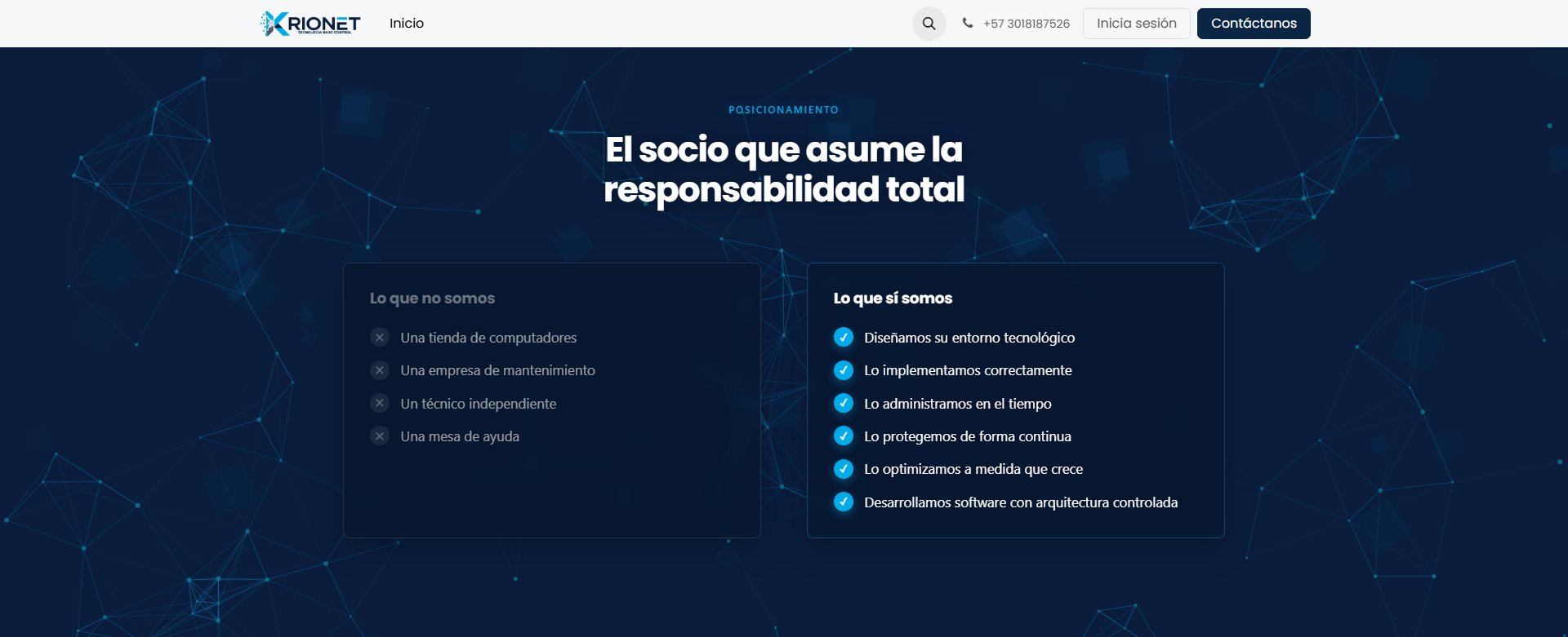 Krionet. Vista posicionamiento