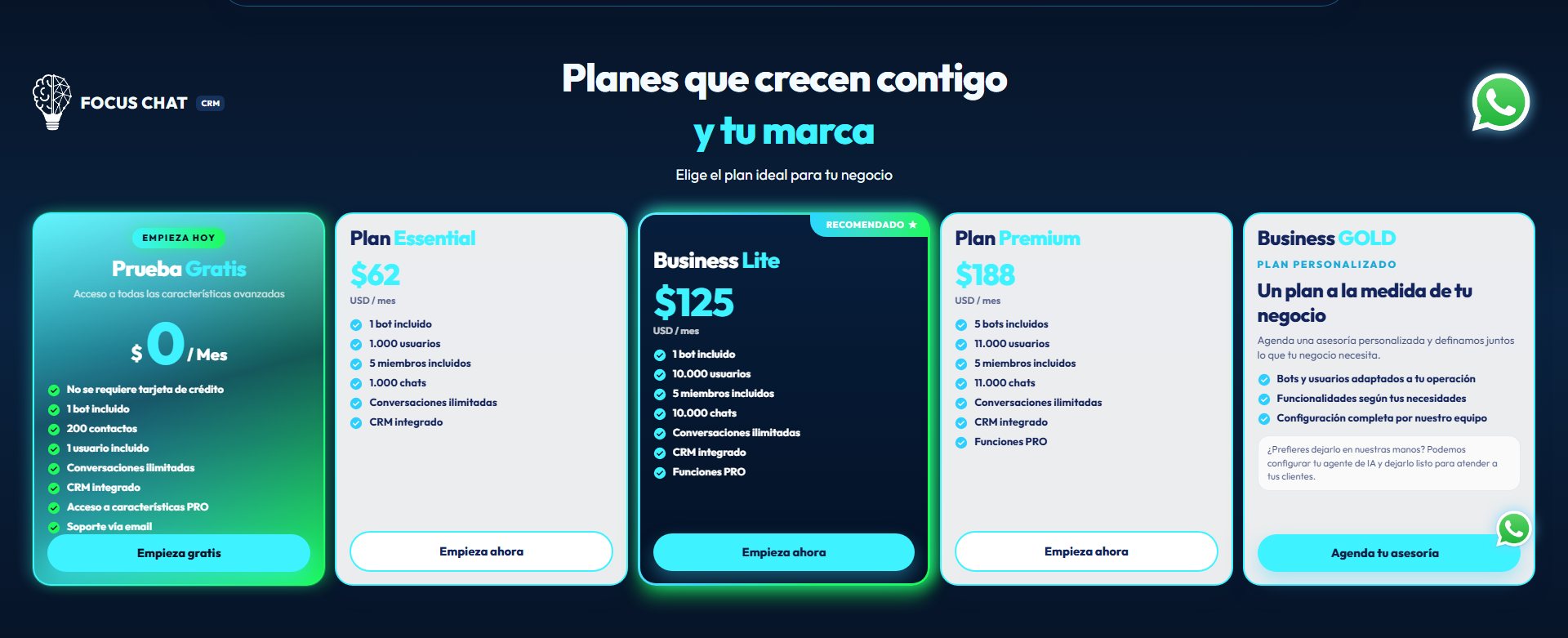 Focus Chat. Vista planes