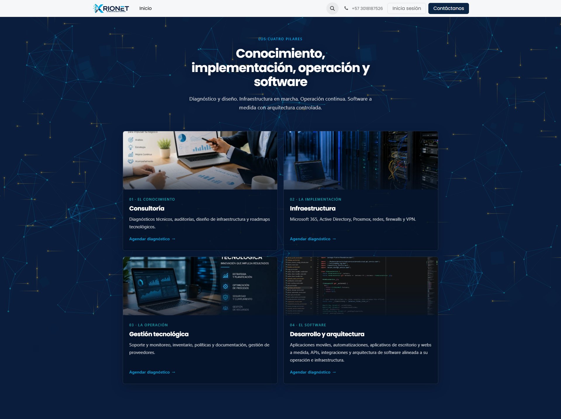 Krionet. Vista servicios