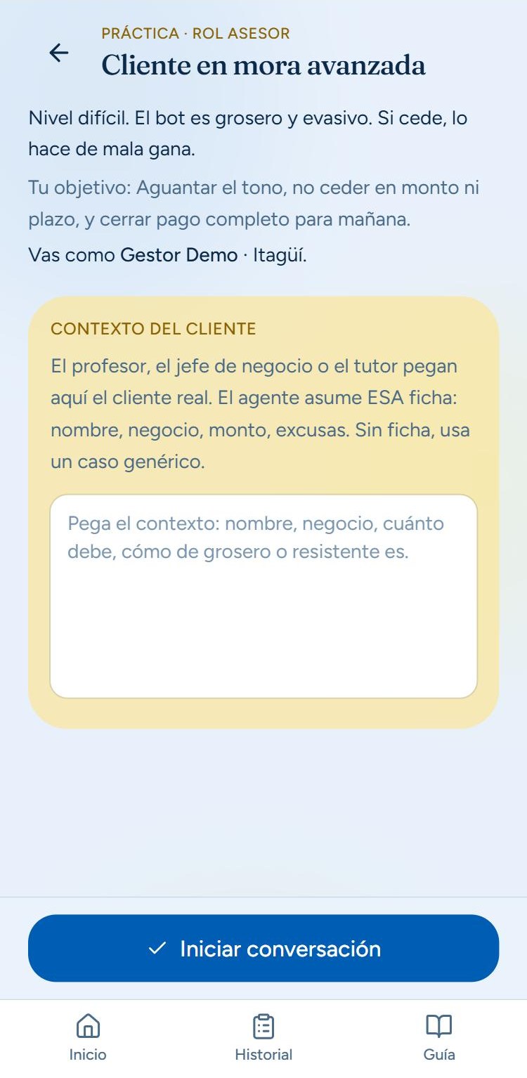 GestorIA. Practica cliente en mora