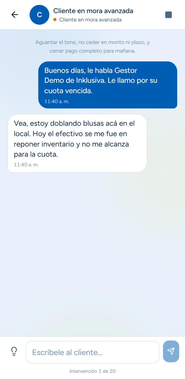 GestorIA. Chat cliente en mora