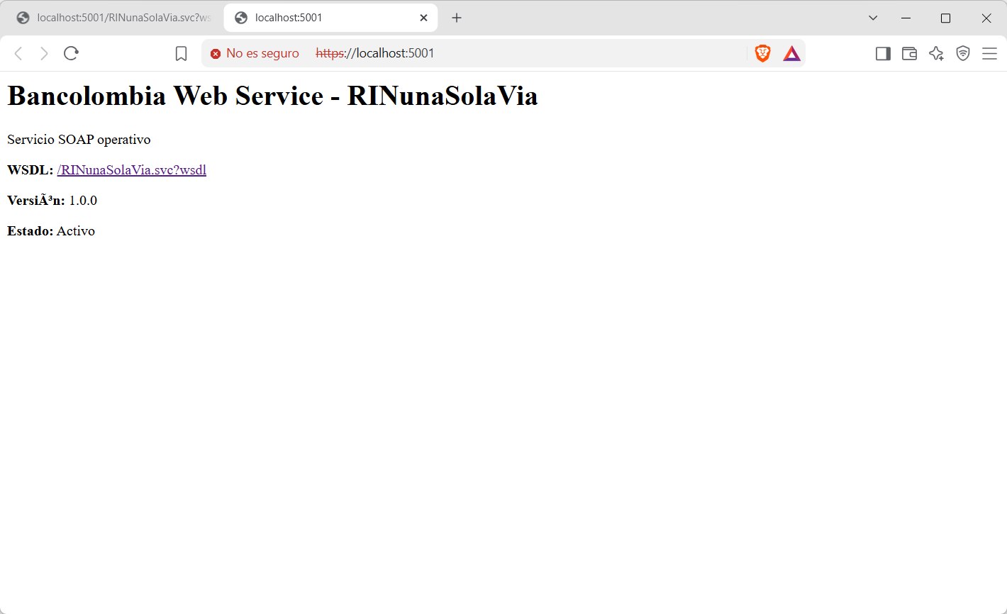 Pagos Integración una vía RIN Bancolombia. Info servicio browser